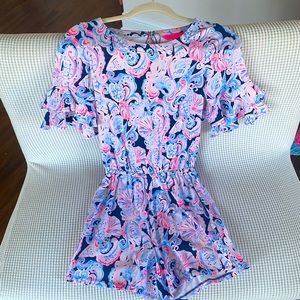 Lilly Pulitzer Lula Romper in High Tide Navy It's for Shore